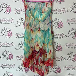 Ali & Kris tank top flowy water color style Multicolor Feather shirt